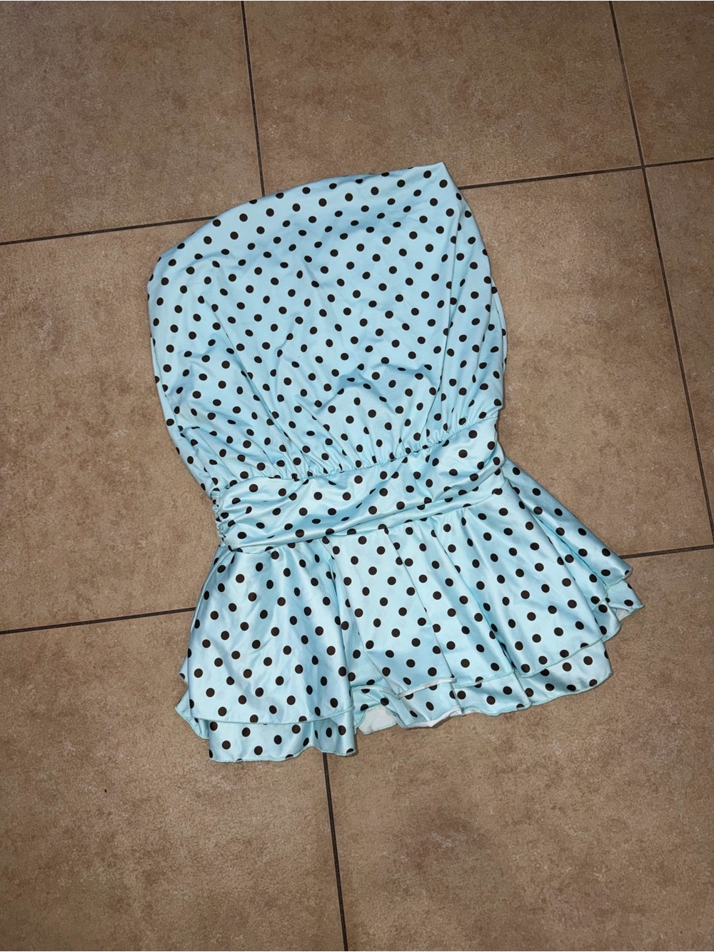 Windsor Light Blue Polka Dot Peplum Skirt